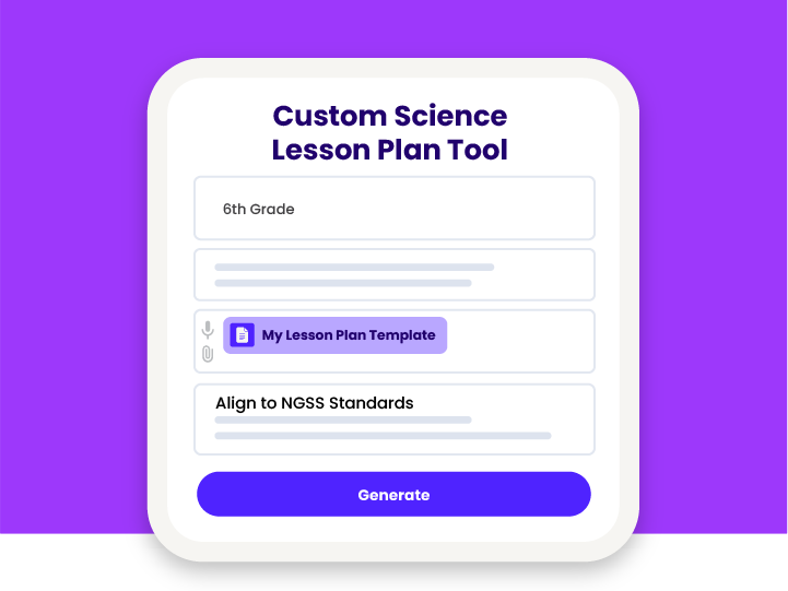 Stylized version of a custom science lesson plan tool in the MagicSchool app