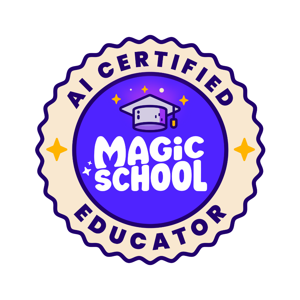 Purple circular AI certified badge