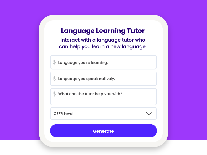 Stylized version of the language Learning Tutor tool