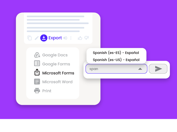 Stylized version of the option to export and translate outputs